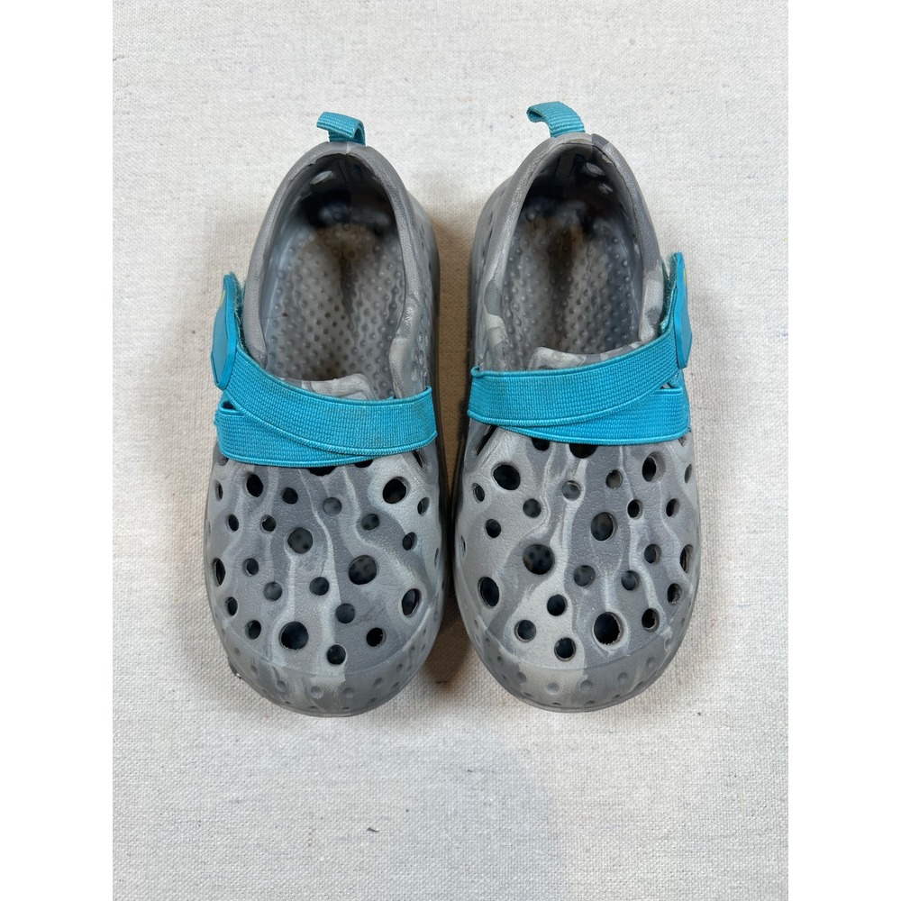 Western Chief Kids Grey Teal Marbled Perforated Water Shoes Size 9